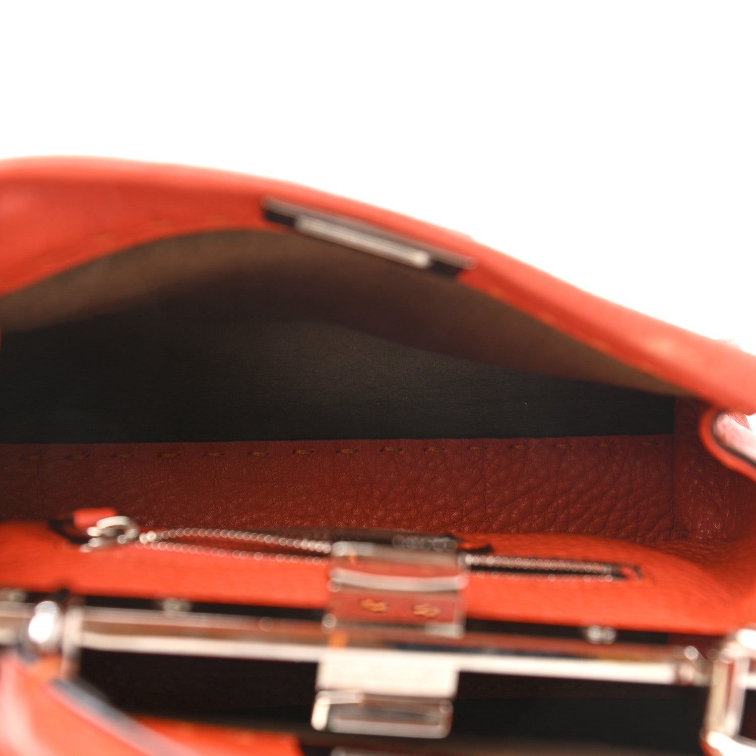 Fendi Cuoio Romano Selleria Mini Peekaboo Iconic Satchel Dark Orange 5 of 9