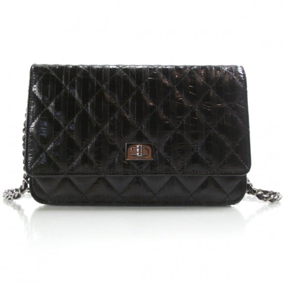 Chanel Striped Reissue Wallet On Chain Black 1 of 11