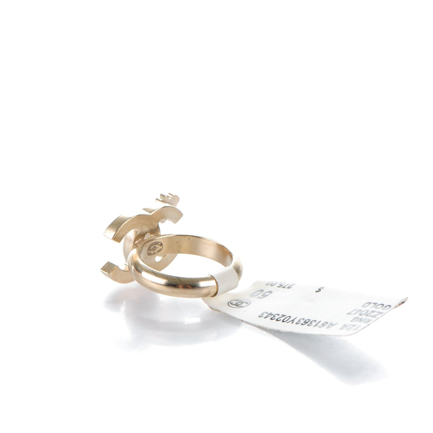 Chanel Enamel CC Clover Ring 50 5.25 Black Gold 3 of 4