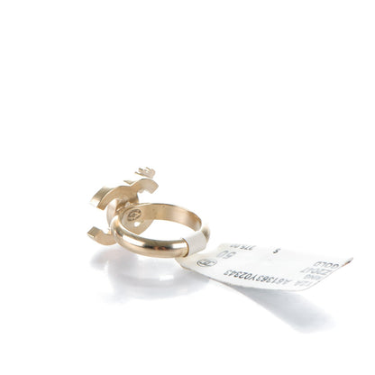 Chanel Enamel CC Clover Ring 50 5.25 Black Gold 3 of 4
