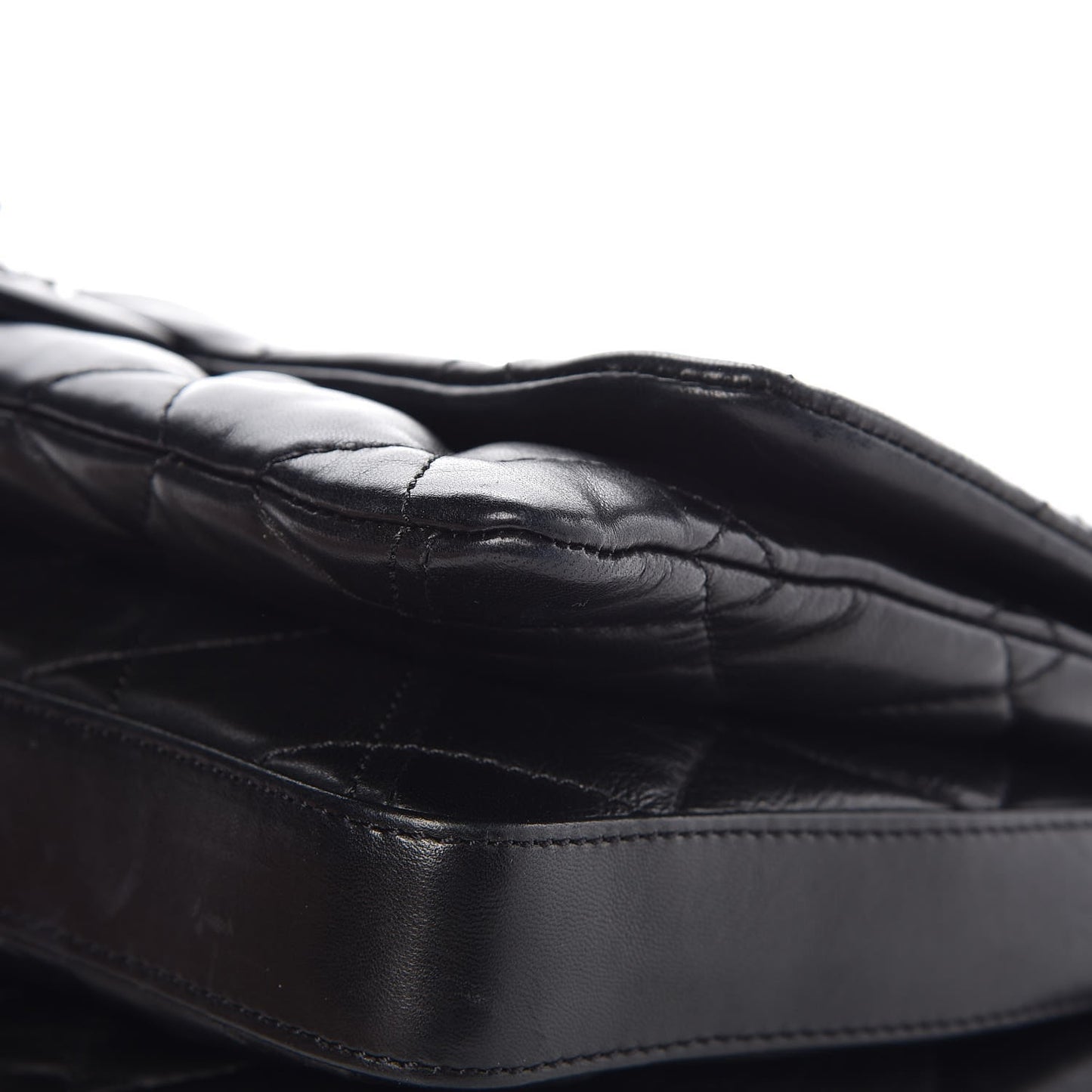 Lambskin Quilted 3 Accordion Flap Bag Black