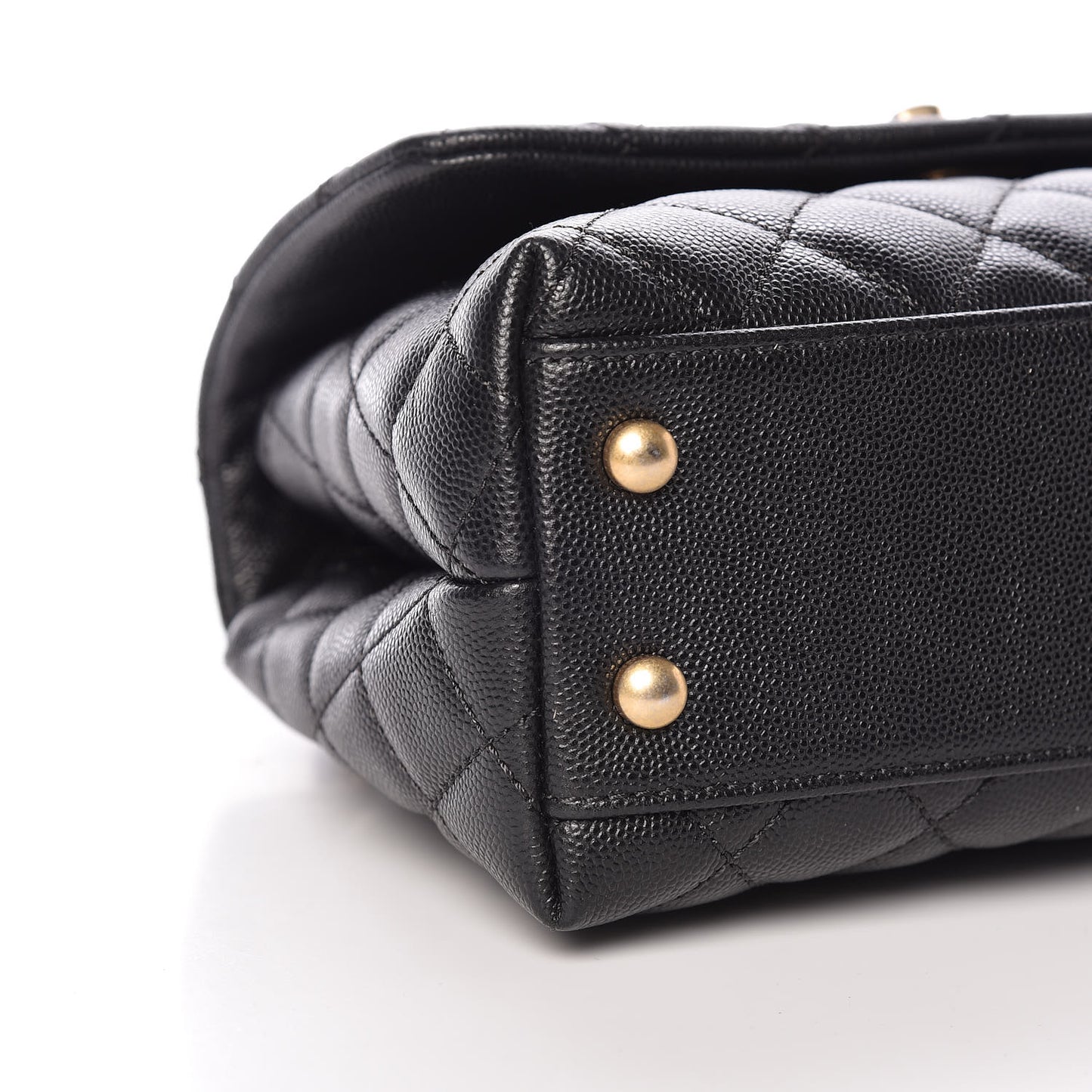 Caviar Lizard Embossed Quilted Mini Coco Handle Flap Black