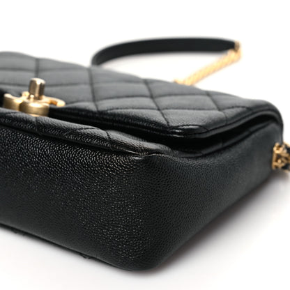 Chanel Shiny Caviar Quilted Small Chain Melody Flap Black 10 of 11