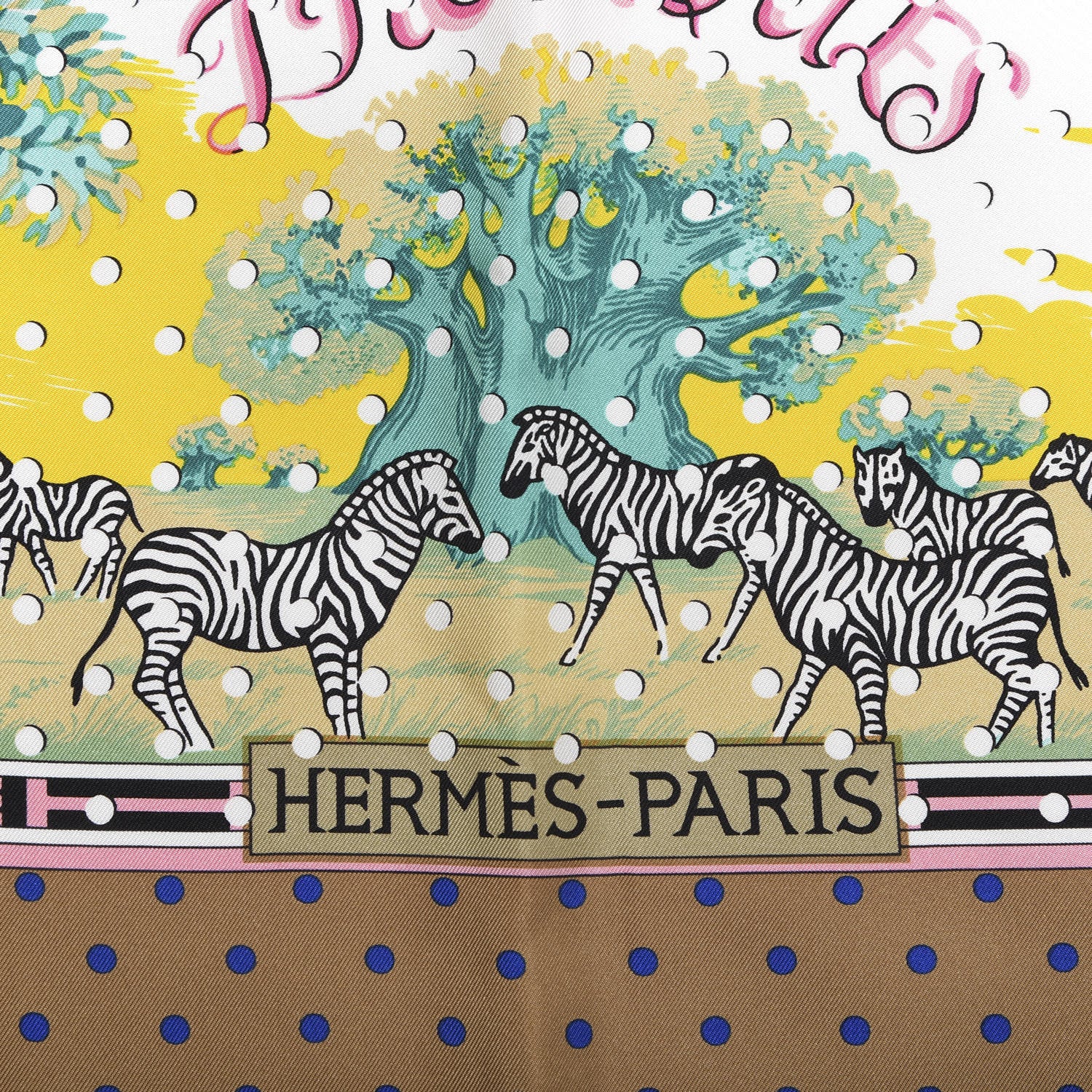 Hermes Silk Carre Tropiques Poinconne Shawl 140 Beige Dore Turquoise 4 of 7