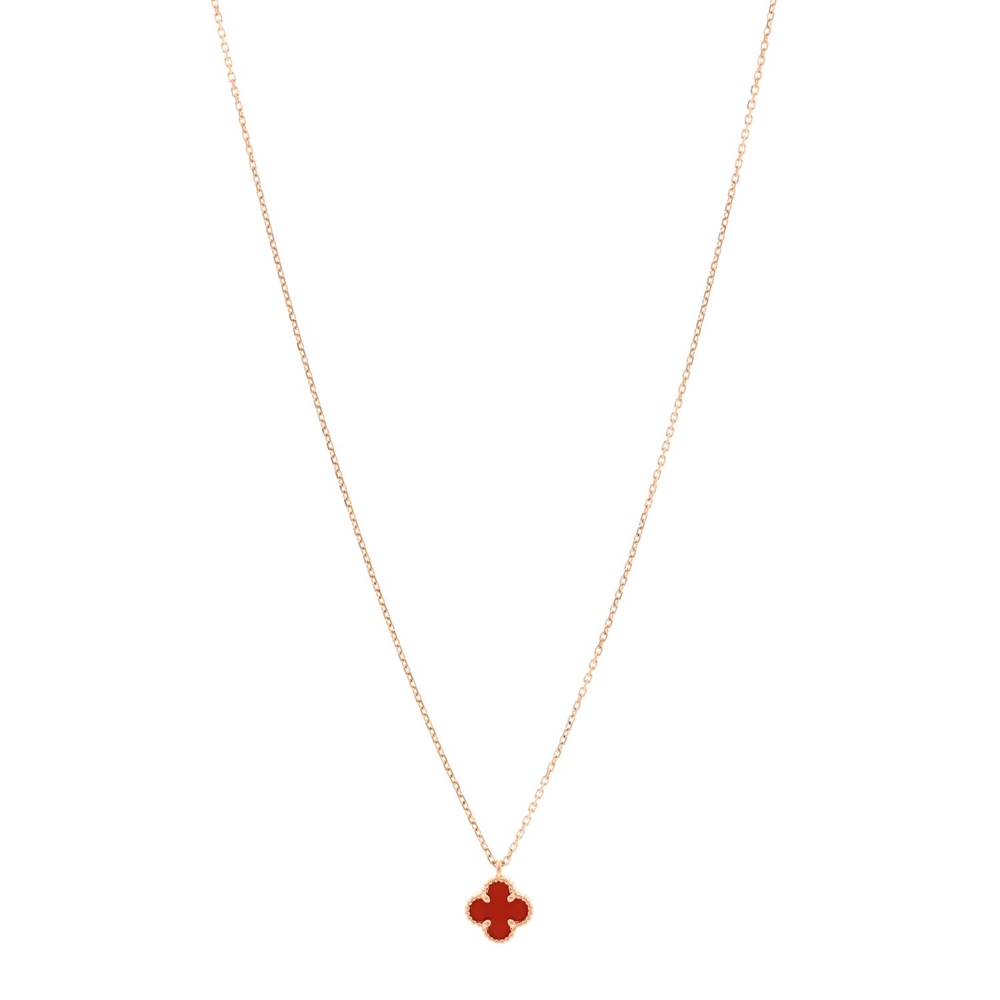 18K Rose Gold Carnelian Sweet Alhambra Pendant Necklace