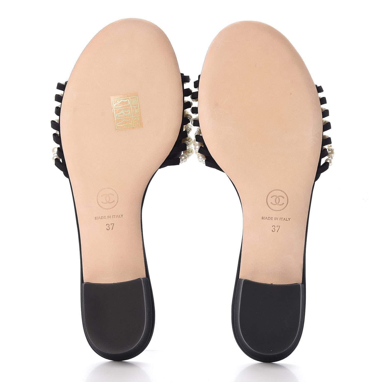 Chanel Satin Pearl Mules 37 Black 5 of 9