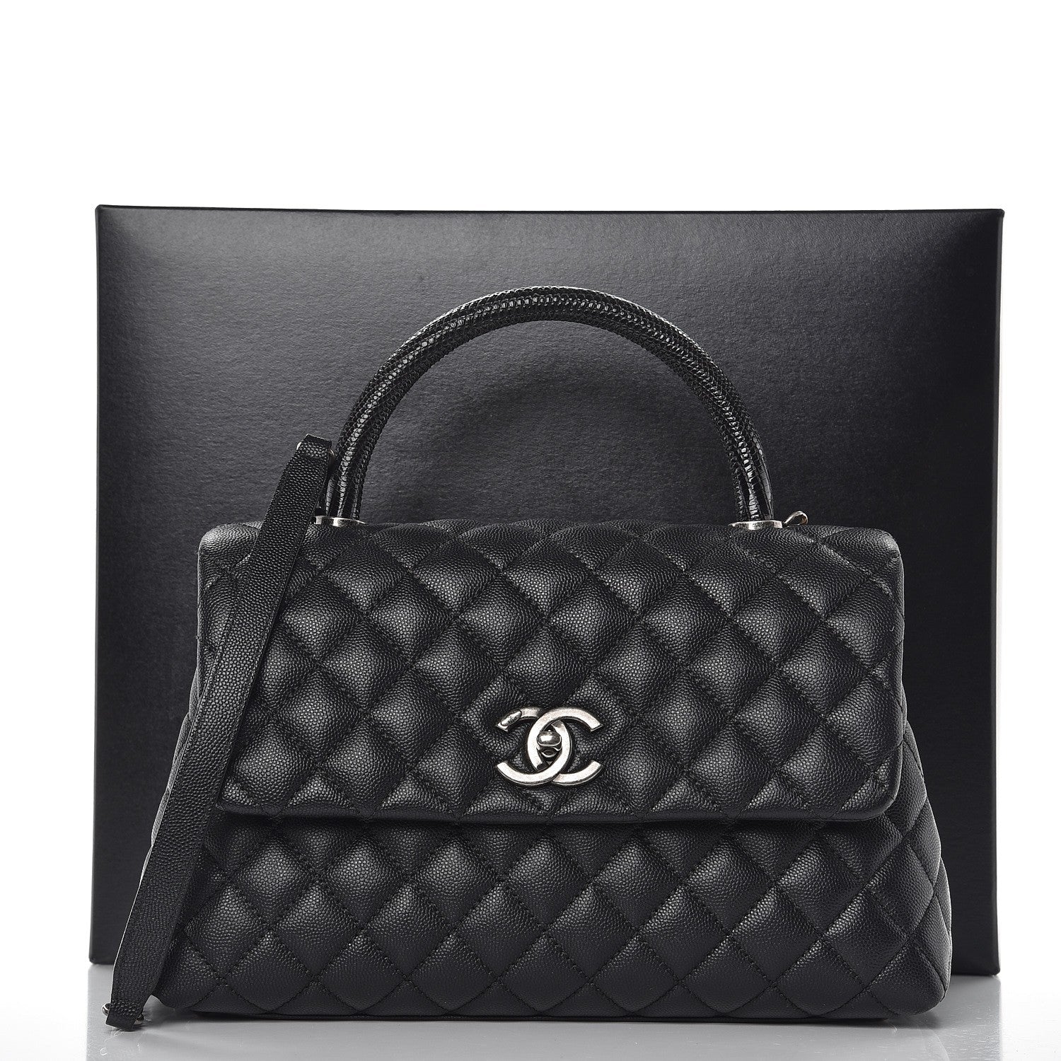 Chanel Caviar Lizard Quilted Small Coco Handle Flap Black 9 of 9