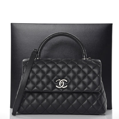 Chanel Caviar Lizard Quilted Small Coco Handle Flap Black 9 of 9