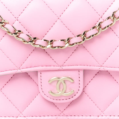 Chanel Lambskin Quilted Flap Phone Holder With Chain Pink Green 9 of 12