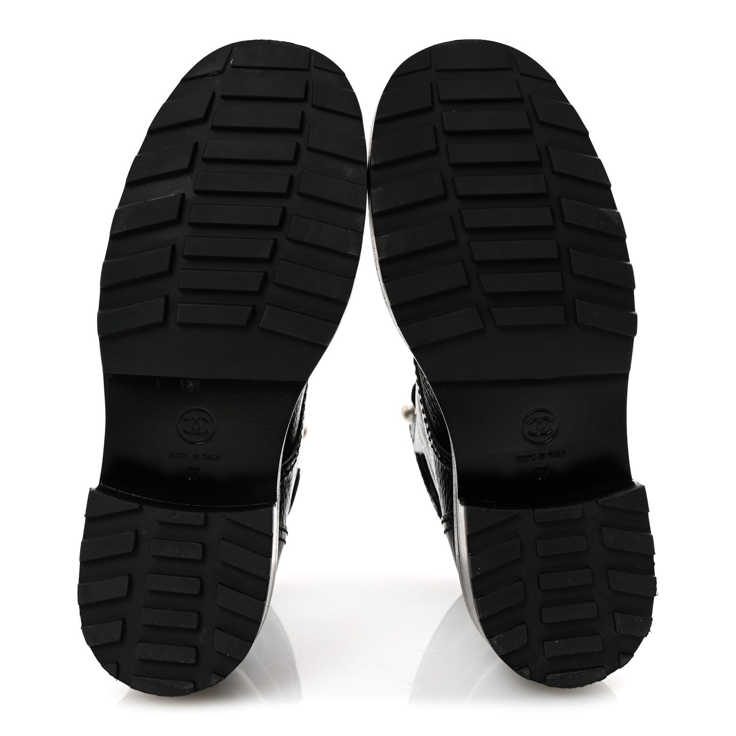 Shiny Calfskin Velvet Pearl Combat Short Boots 37 Black