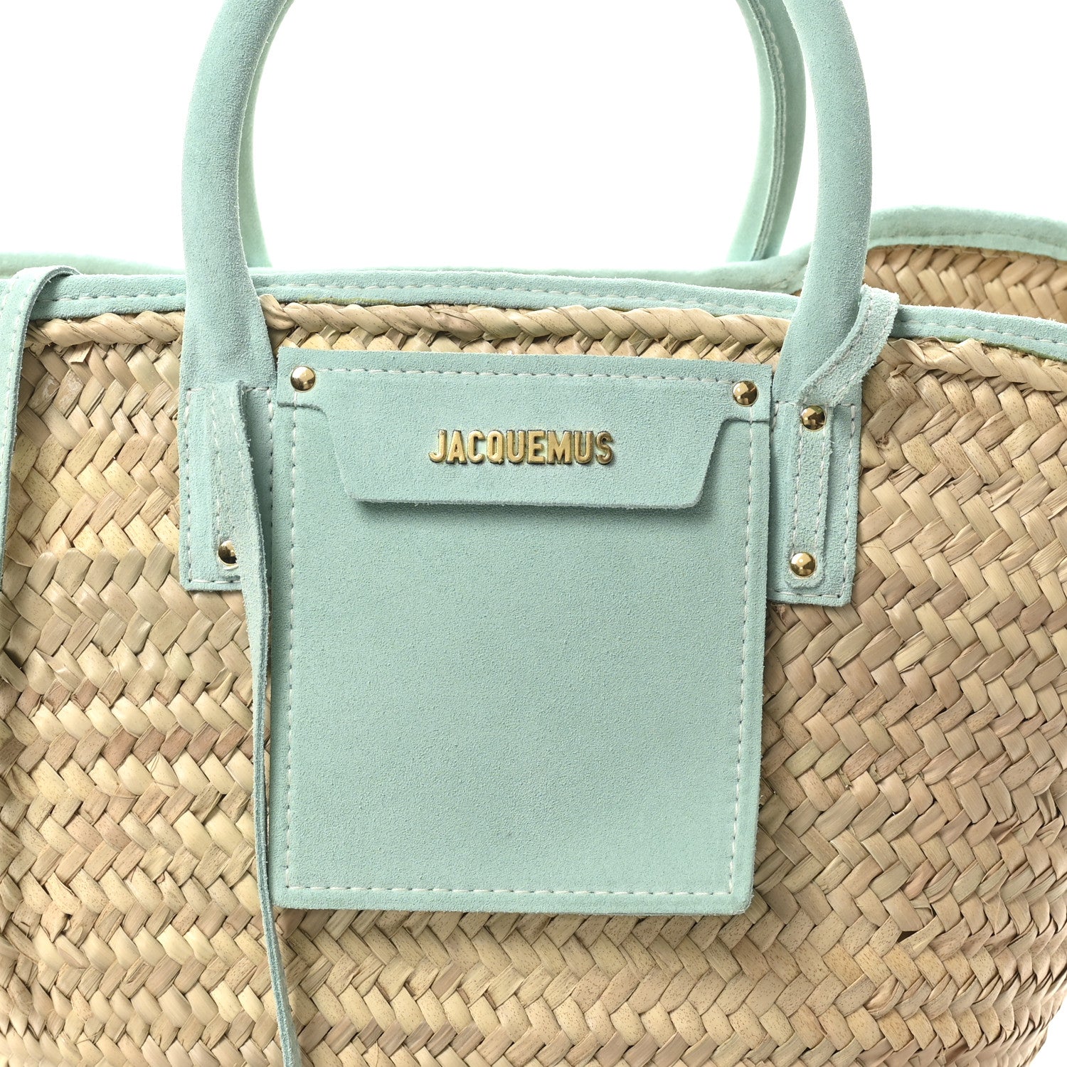 Jacquemus Raffia Suede Le Petit Panier Soli Light Turquoise 6 of 9
