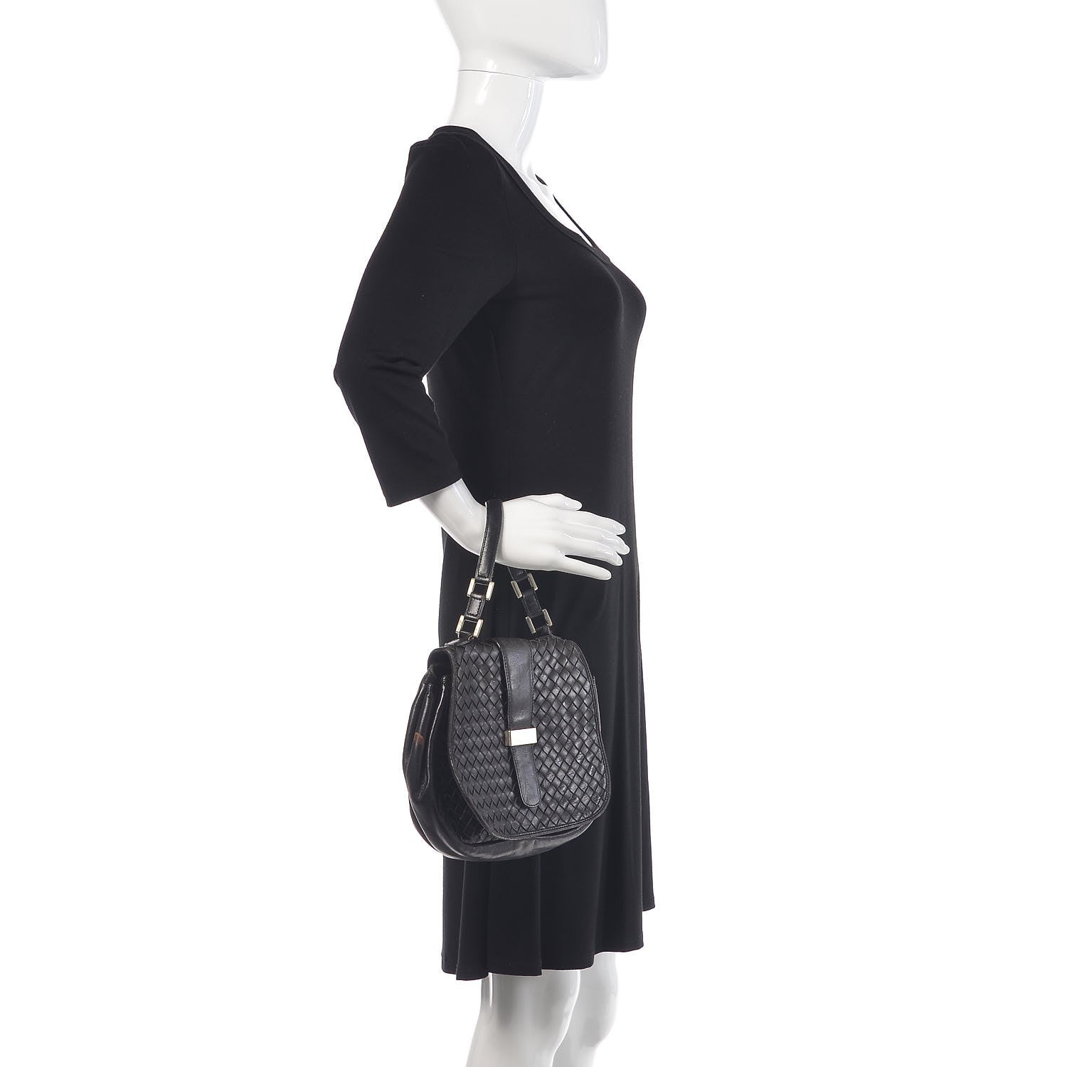 Bottega Veneta BOTTEGA VENETA Nappa Intrecciato Flap Bag Black 2 of 12