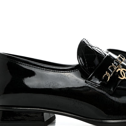 Chanel Patent Calfskin CC Chain Mocassin Loafers 36 Black 10 of 11