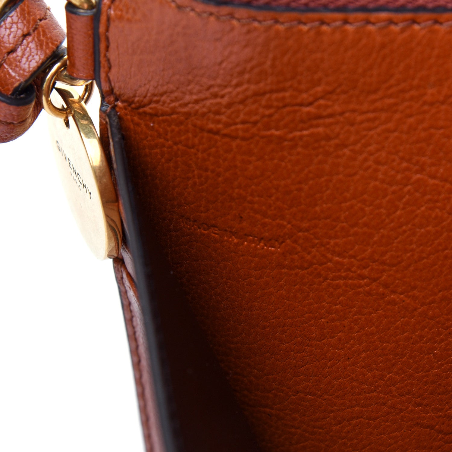 Givenchy Goatskin GV3 Wristlet Zip Card Holder Chestnut 8 of 9