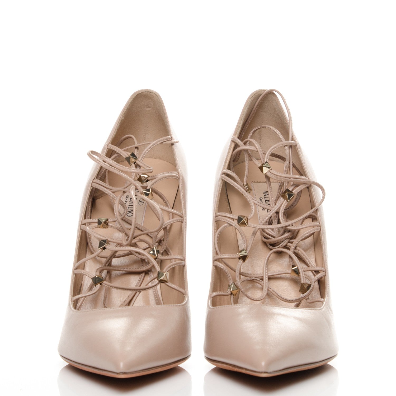 Valentino Garavani Nappa Lace Up Pumps 41 Beige 2 of 7