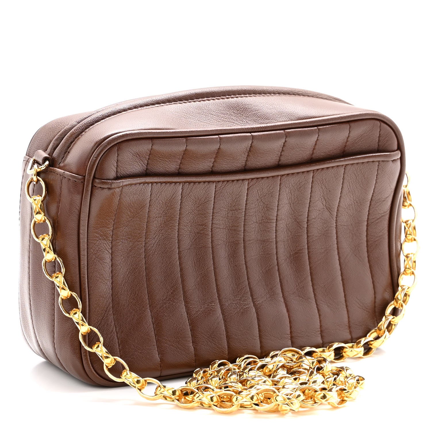 Chanel Lambskin Vertical Quilted Tassel Camera Case Brown 3 of 10