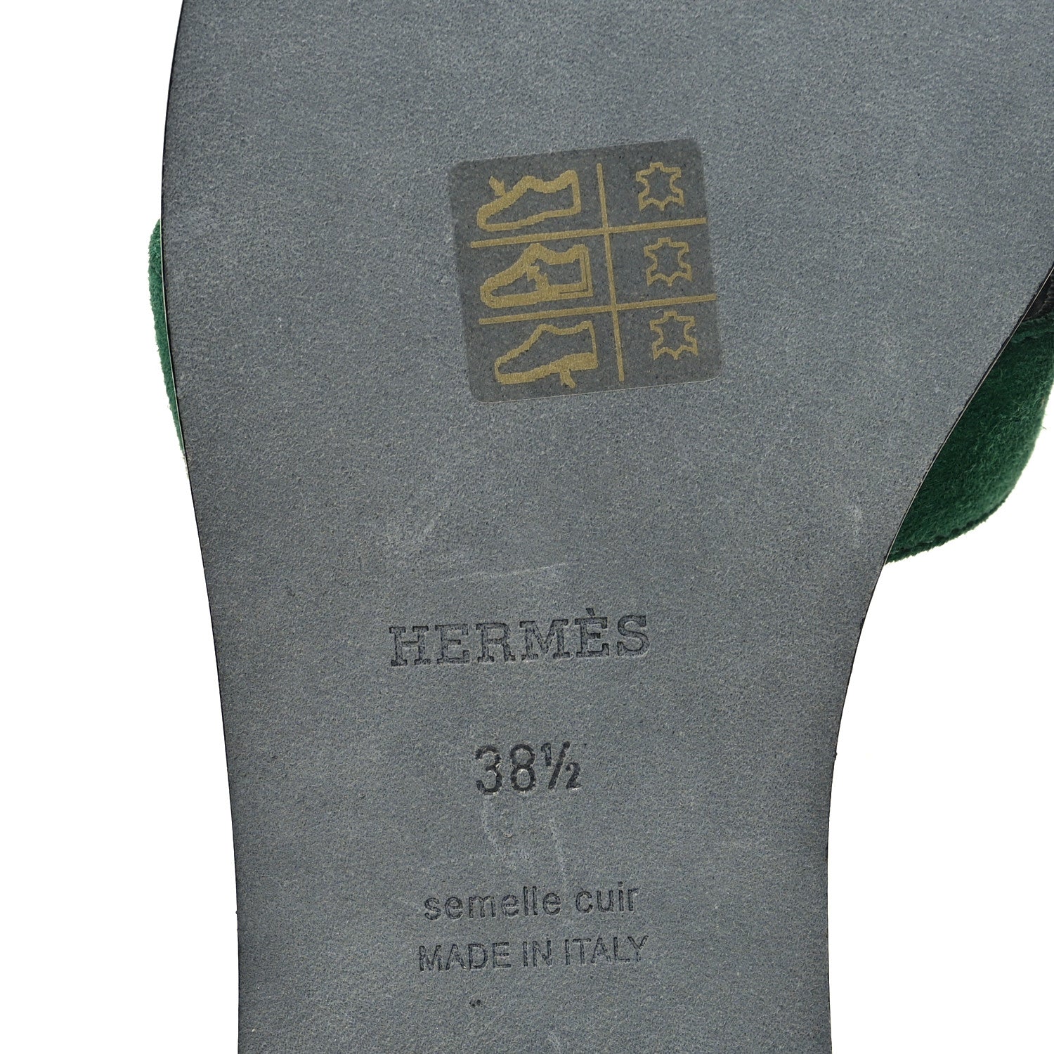 Hermes Suede Goatskin Oran Sandals 38.5 Vert Electrique 7 of 10