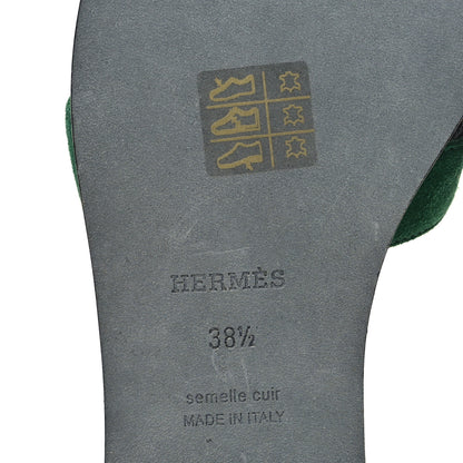 Hermes Suede Goatskin Oran Sandals 38.5 Vert Electrique 7 of 10