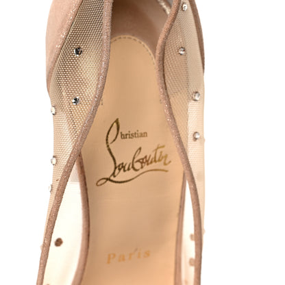 Christian Louboutin CHRISTIAN LOUBOUTIN Rete Glitter Mini Specchio Strass Follies 100 Pumps 40.5 Nude 7 of 7
