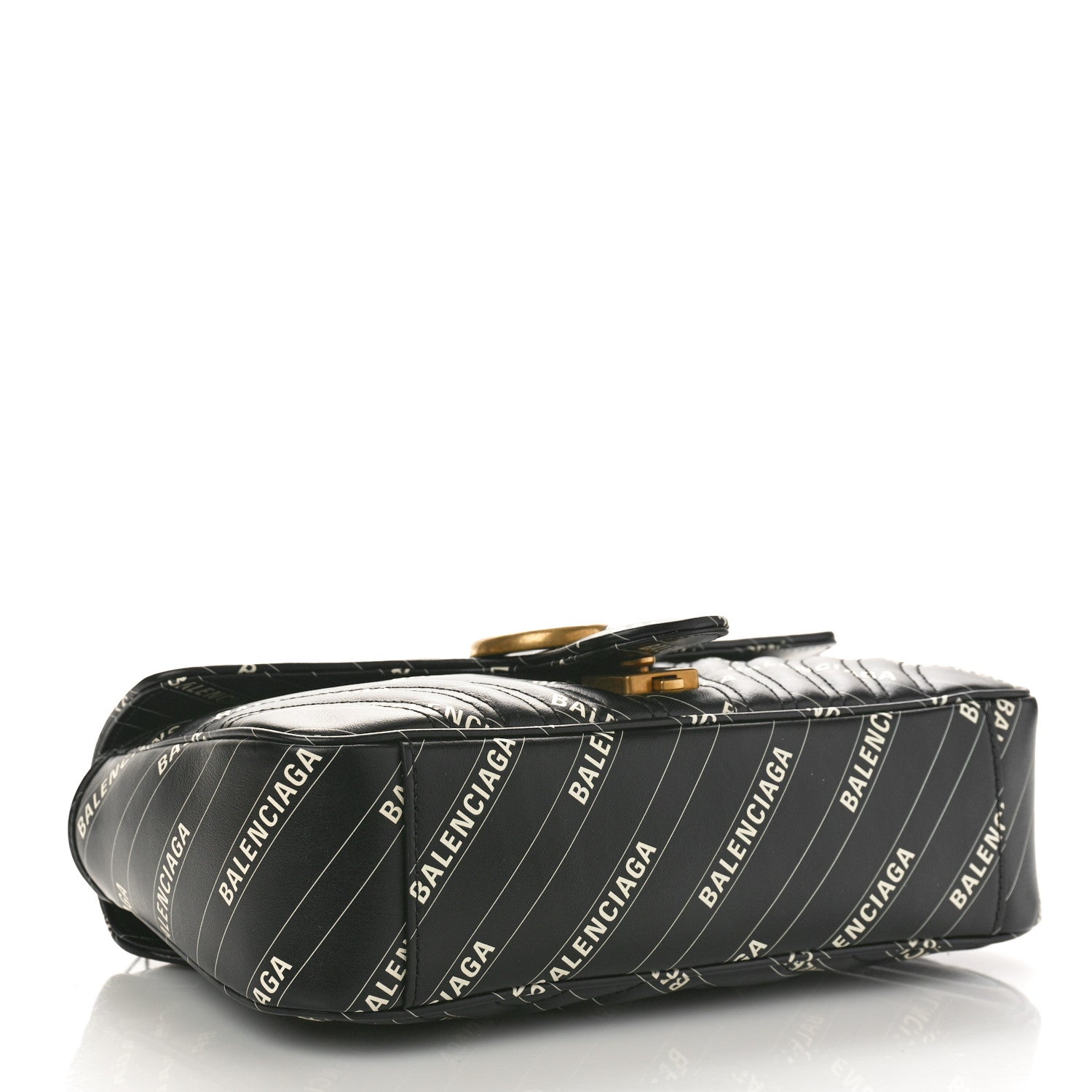 Gucci X BALENCIAGA Calfskin Matelasse Logo Print Small GG Marmont Shoulder Bag Black 4 of 11