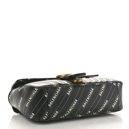 Gucci X BALENCIAGA Calfskin Matelasse Logo Print Small GG Marmont Shoulder Bag Black 4 of 11