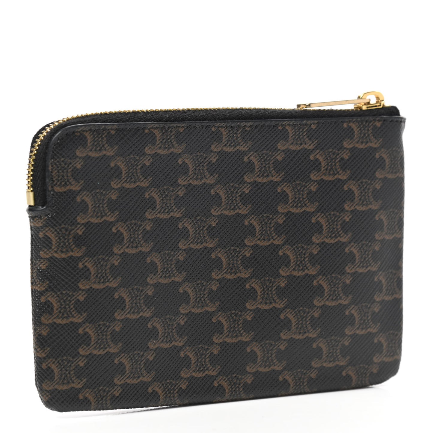 Triomphe Canvas Coin and Card Pouch With Hook Black