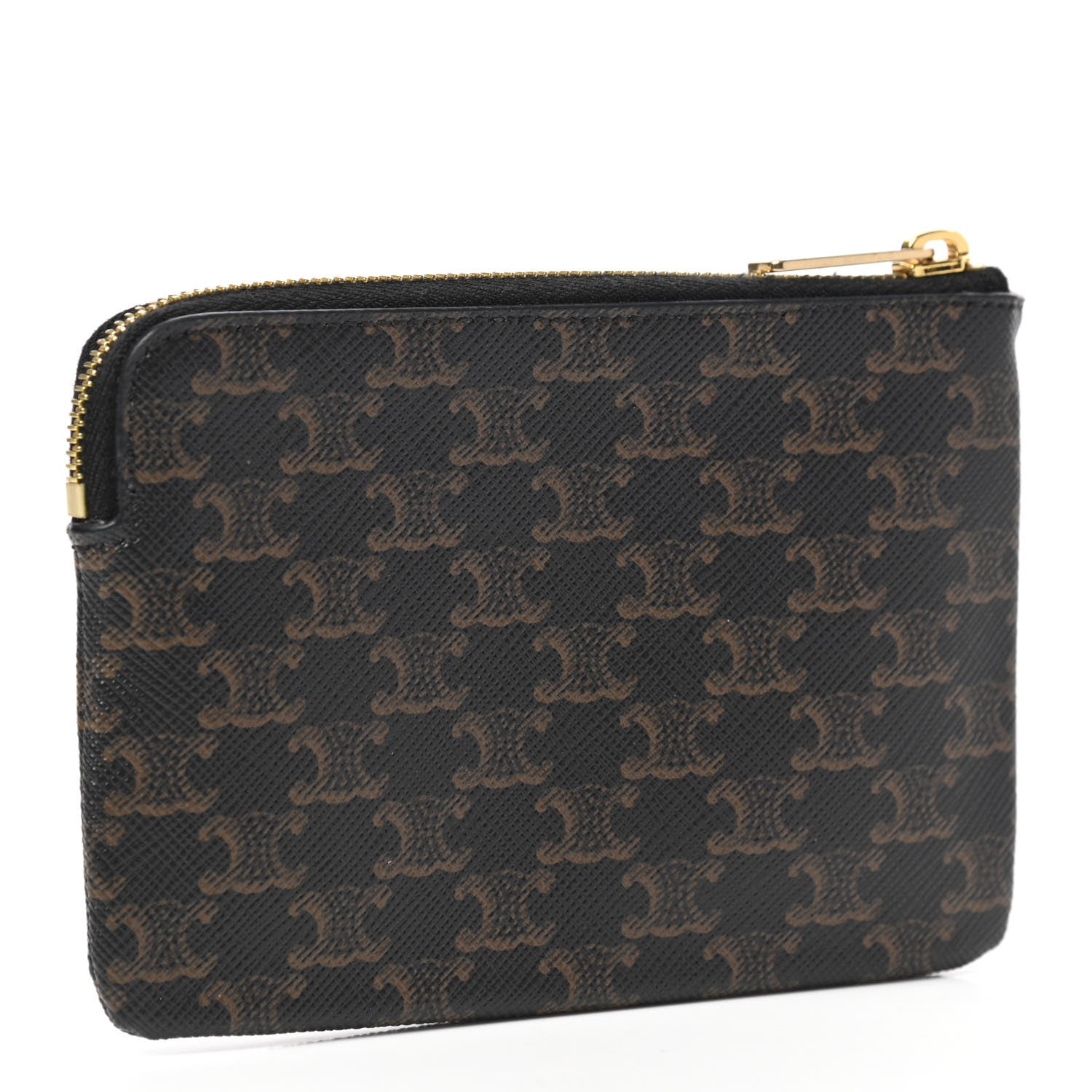 Celine Triomphe Canvas Coin and Card Pouch With Hook Black 3 of 7