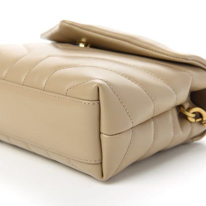 Saint Laurent Calfskin Y Quilted Monogram Toy Loulou Crossbody Bag Dark Beige 7 of 11