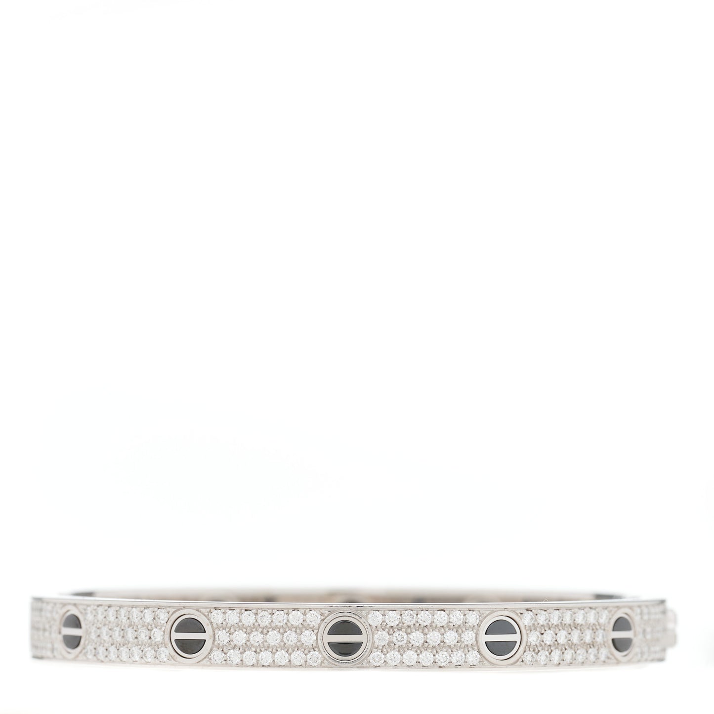 18K White Gold Diamond Ceramic LOVE Paved Bracelet 18