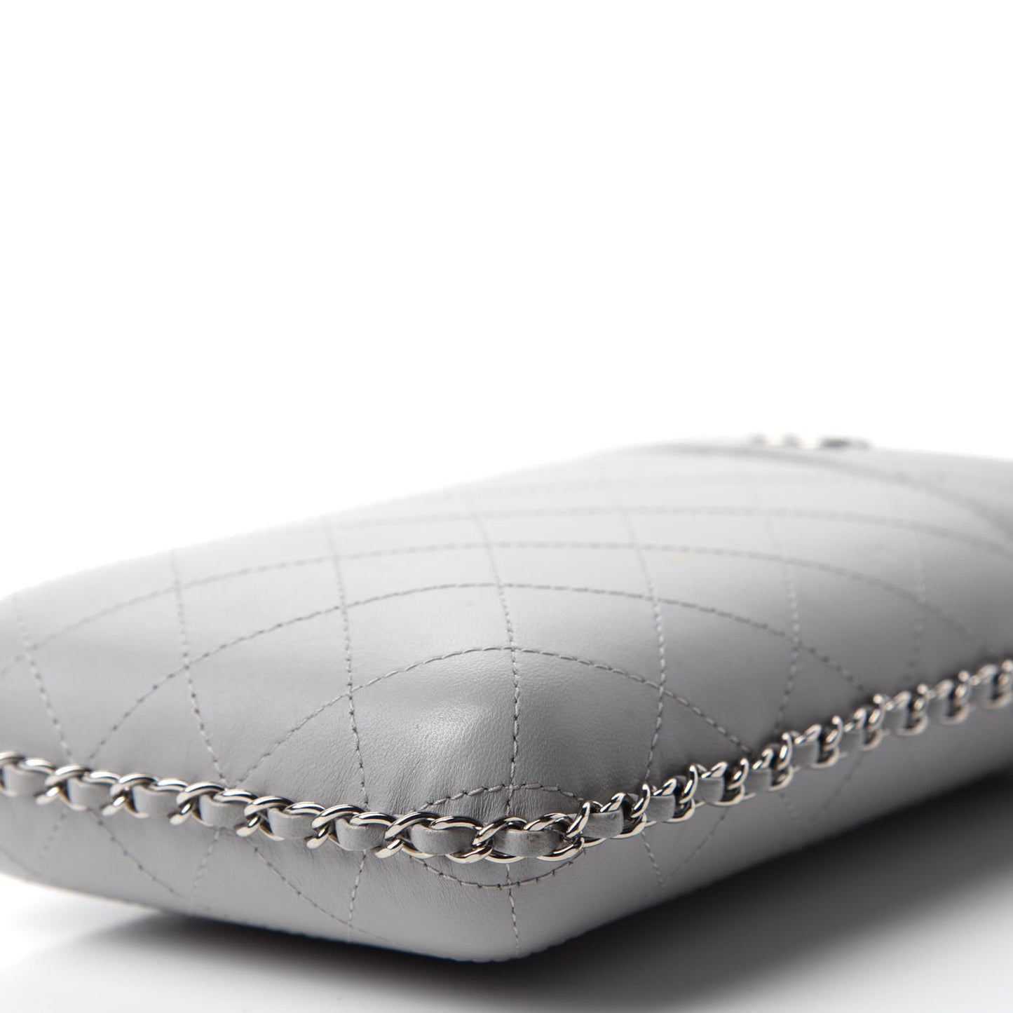 Lambskin Quilted Chain Around Phone Holder Grey