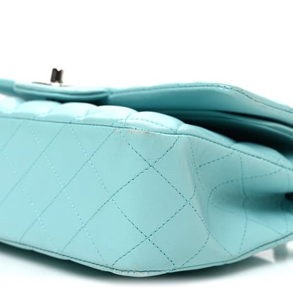 Chanel Lambskin Quilted Medium Double Flap Light Blue 10 of 12