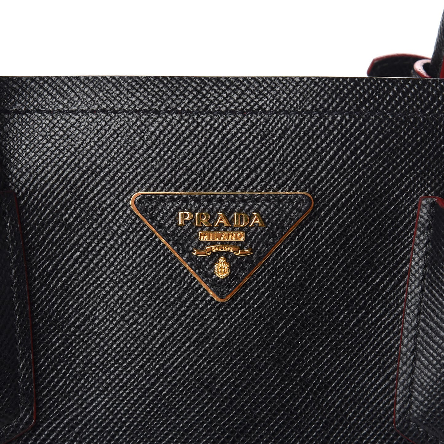 Saffiano Cuir Large Double Bag Black Fuoco