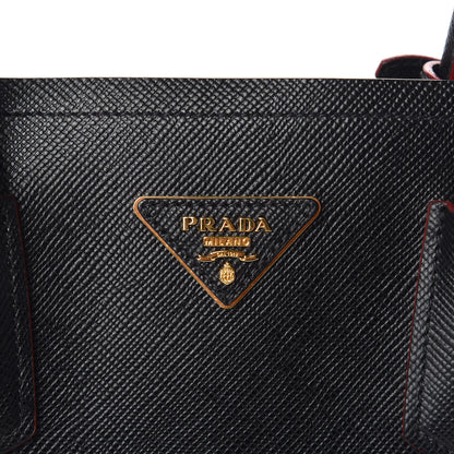Prada Saffiano Cuir Large Double Bag Black Fuoco 5 of 12