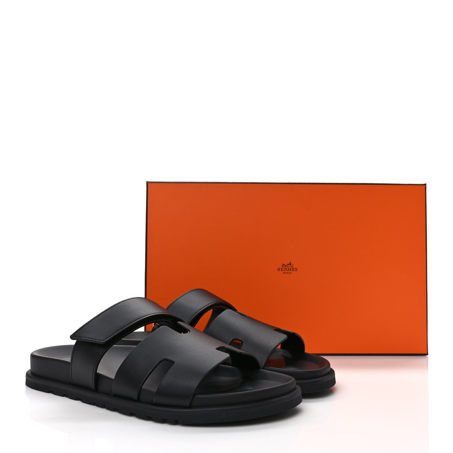 Hermes Calfskin Mens Chypre Sandals 42 Black 9 of 9