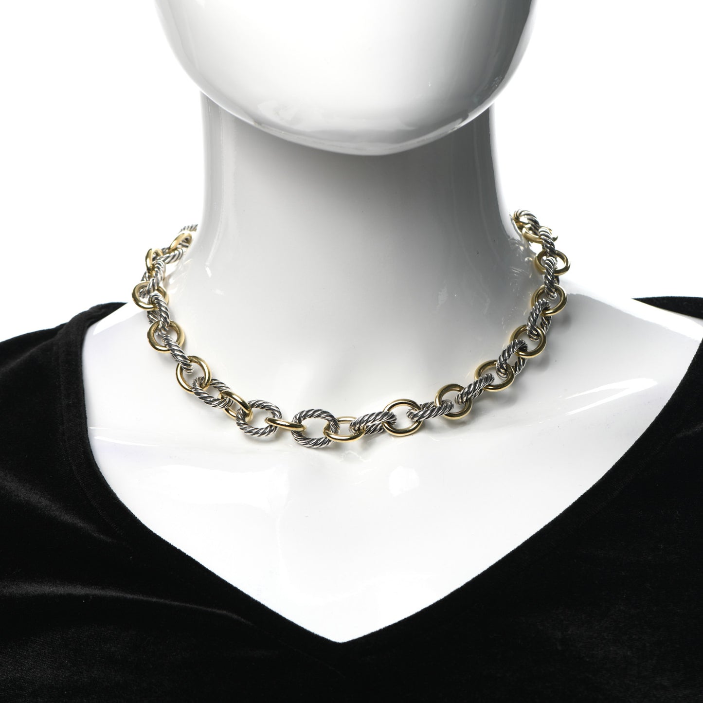 Sterling Silver 18K Yellow Gold 12mm Large Oval Link Necklace