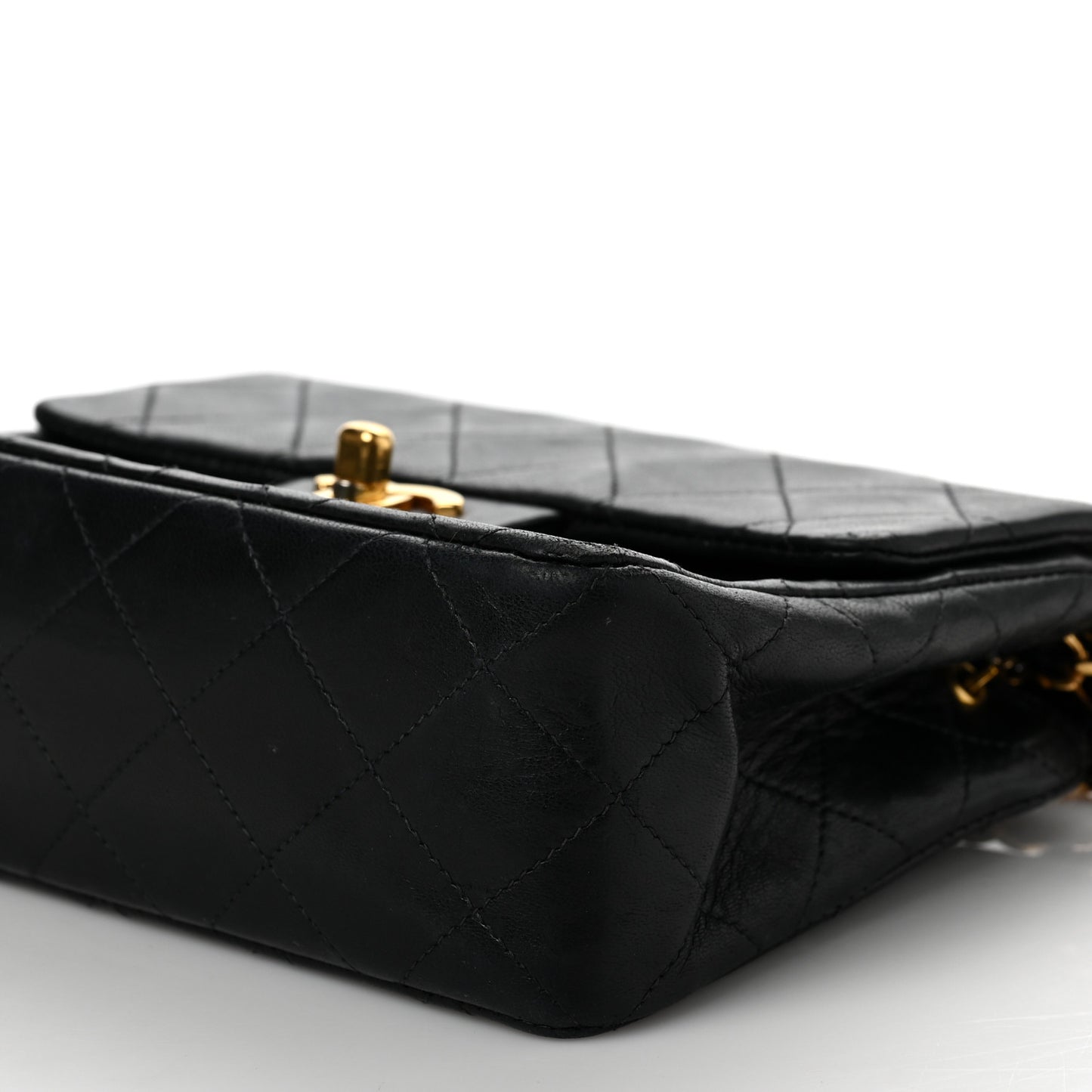 Lambskin Quilted Mini Square Flap Bag Black