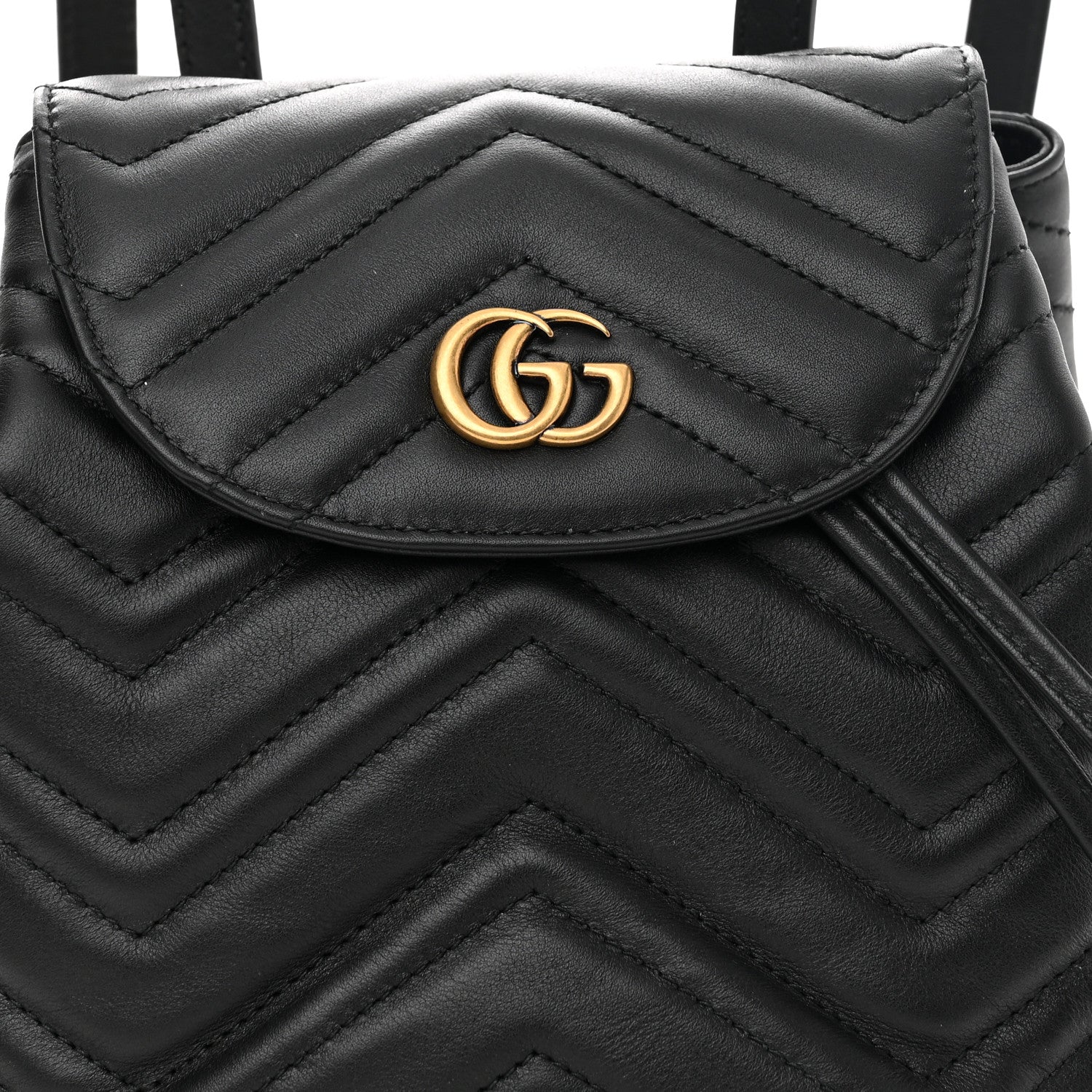 Gucci Calfskin Matelasse GG Marmont Flap Backpack Black 9 of 11