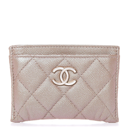 Chanel Iridescent Caviar Quilted Card Holder Beige 1 of 13