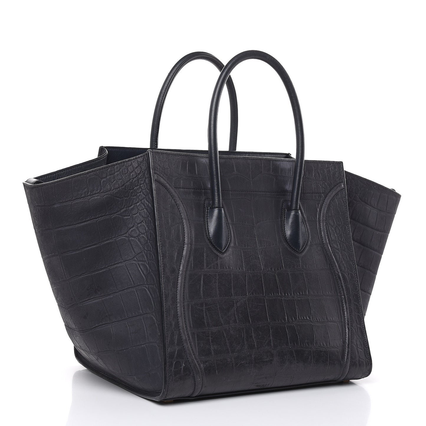 Crocodile Embossed Nubuck Medium Phantom Luggage Navy Blue