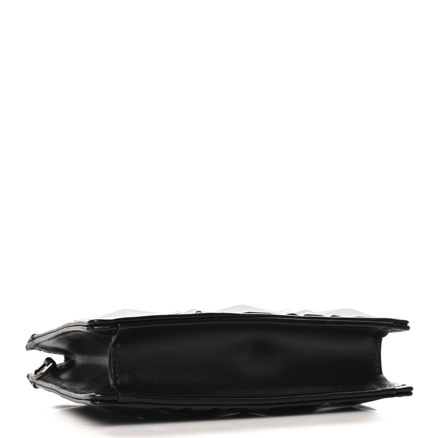 Calfskin Macrocannage Diamond Caro Zipped Pouch With Chain Black