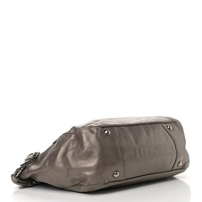 Prada Metallic Soft Calfskin Two Pocket Hobo Fumo Mordore 4 of 18