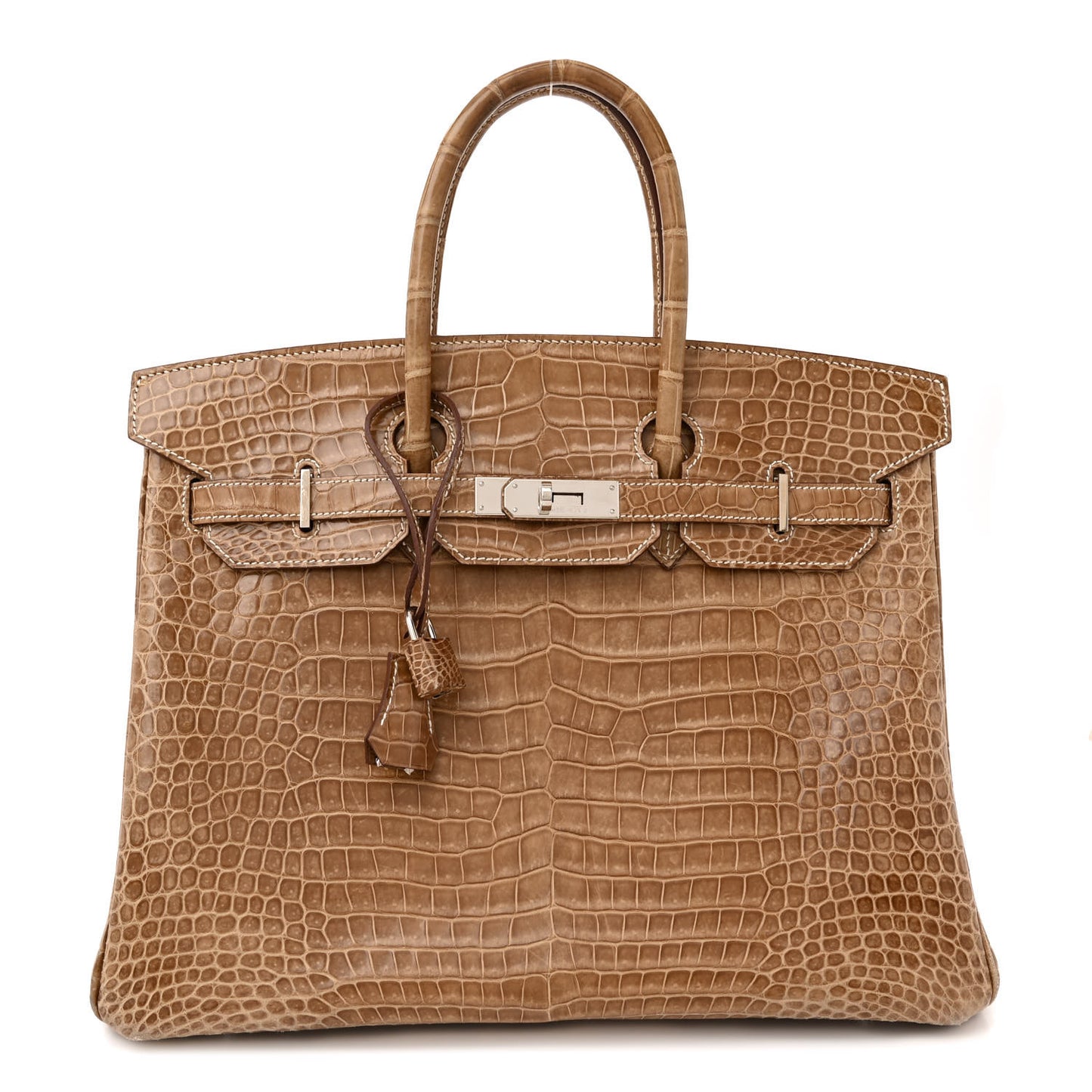 Shiny Porosus Crocodile Horseshoe Birkin 35 Ficelle Gold