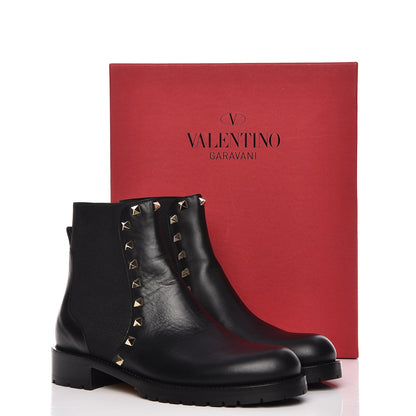 Valentino Garavani Calfskin Rockstud Beatle Chelsea 20mm Ankle Boots 37 Black 8 of 9