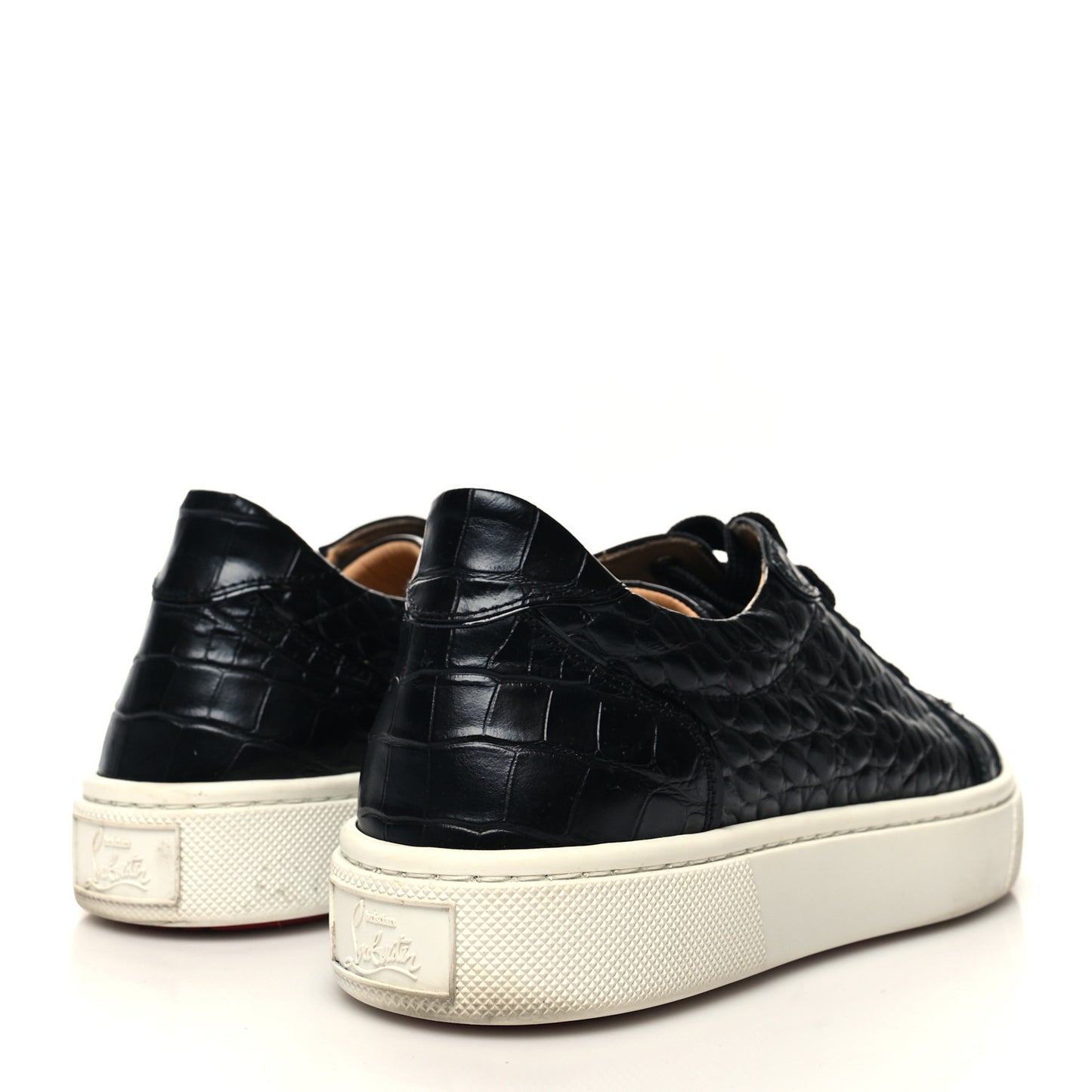 Calfskin Alligator Embossed Vieirissima Orlato Flat Sneakers 39 Black