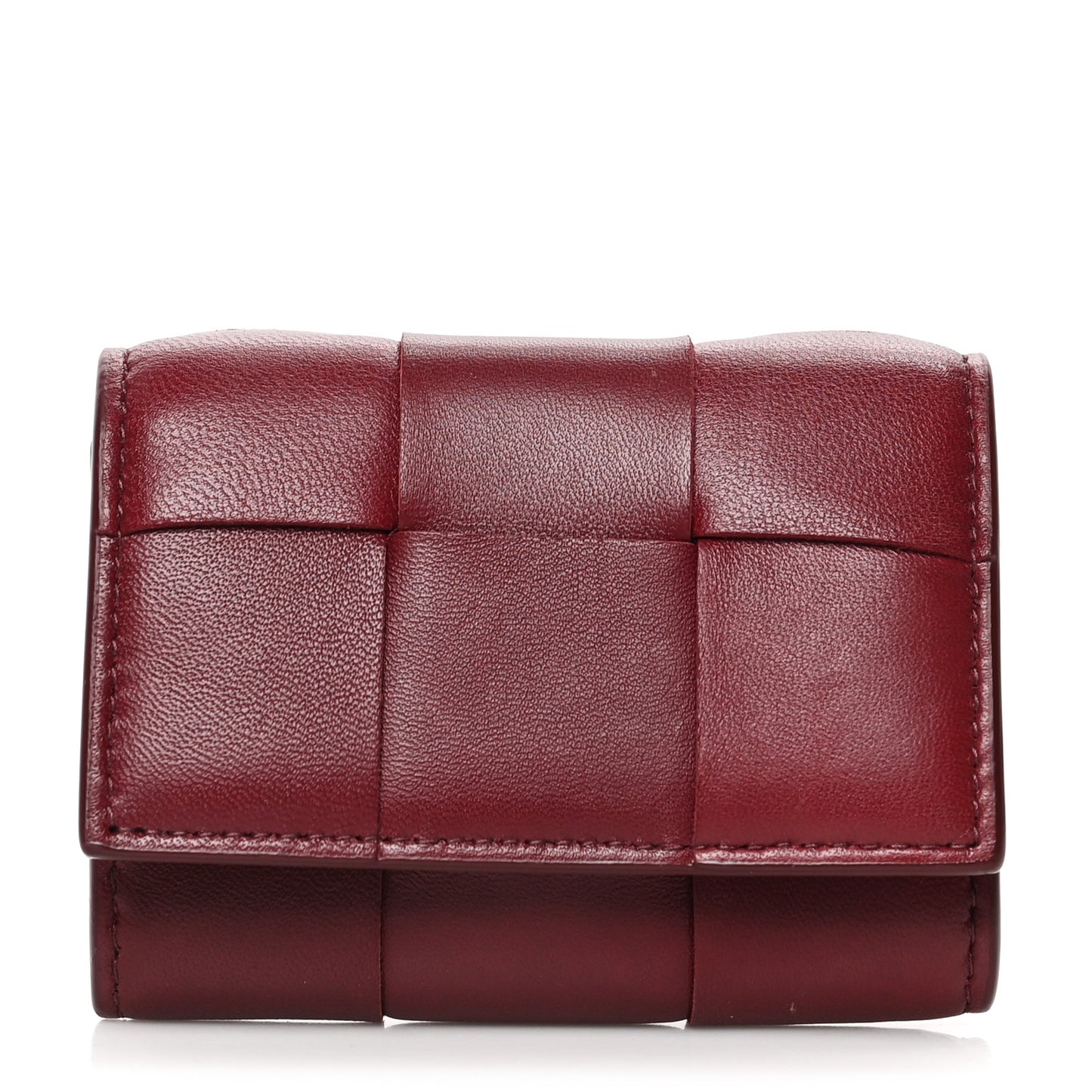 Nappa Maxi Intrecciato Compact Wallet Bordeaux
