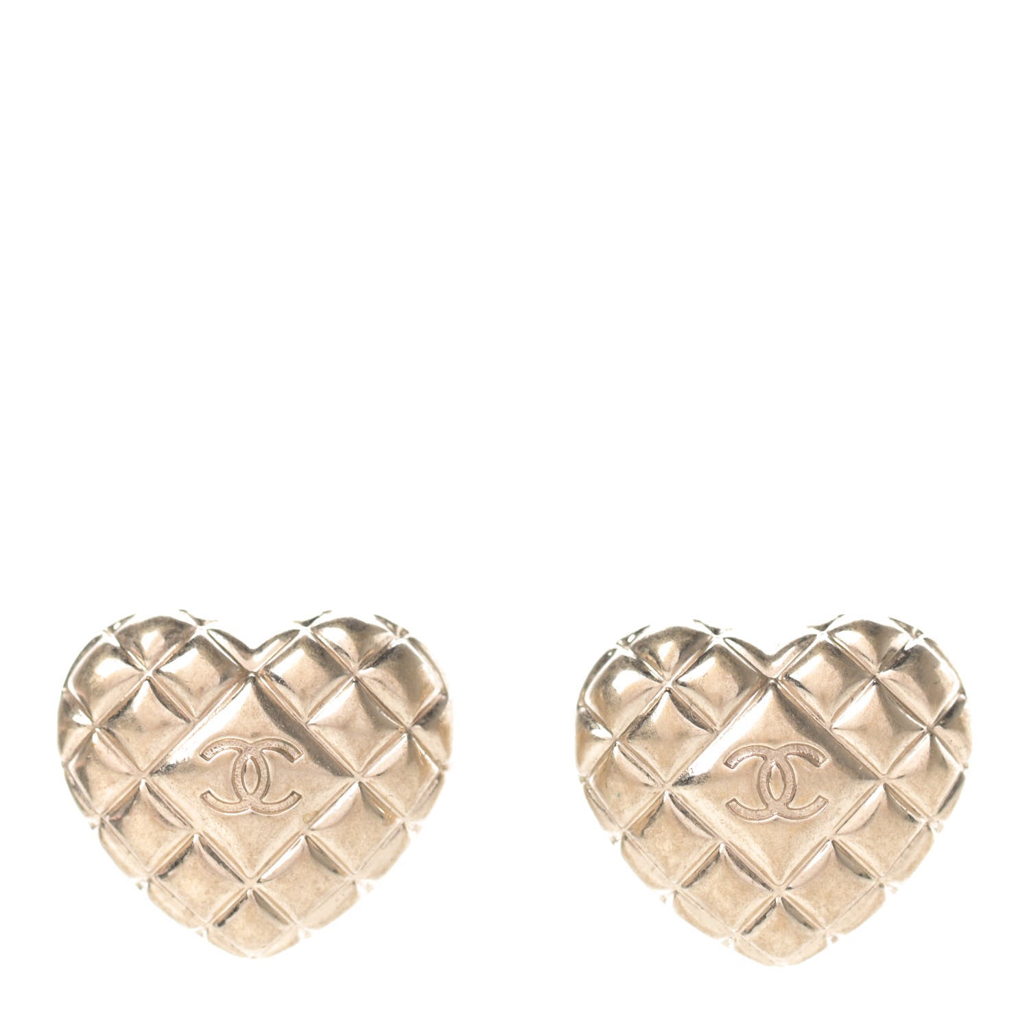 Chanel Quilted CC Heart Earrings Gold 1 of 5