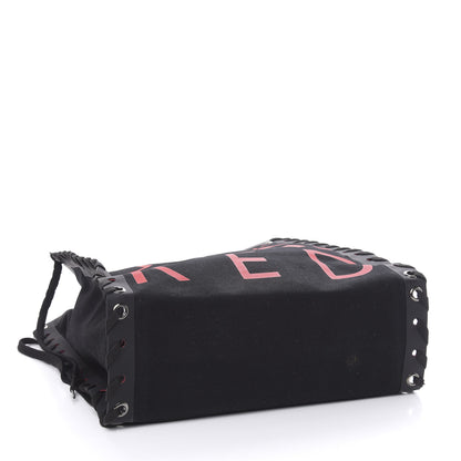 Christian Louboutin Braided Canvas Small Cabalace Shopper Tote Black 4 of 9