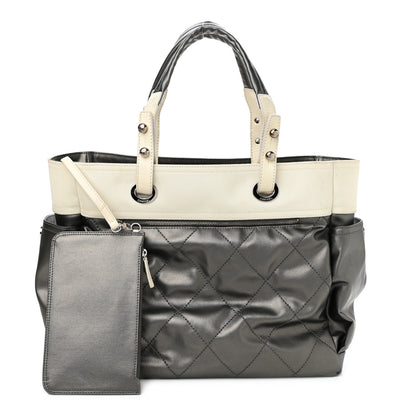 Chanel Coated Canvas Quilted Large Paris Biarritz Tote Silver 1 of 13