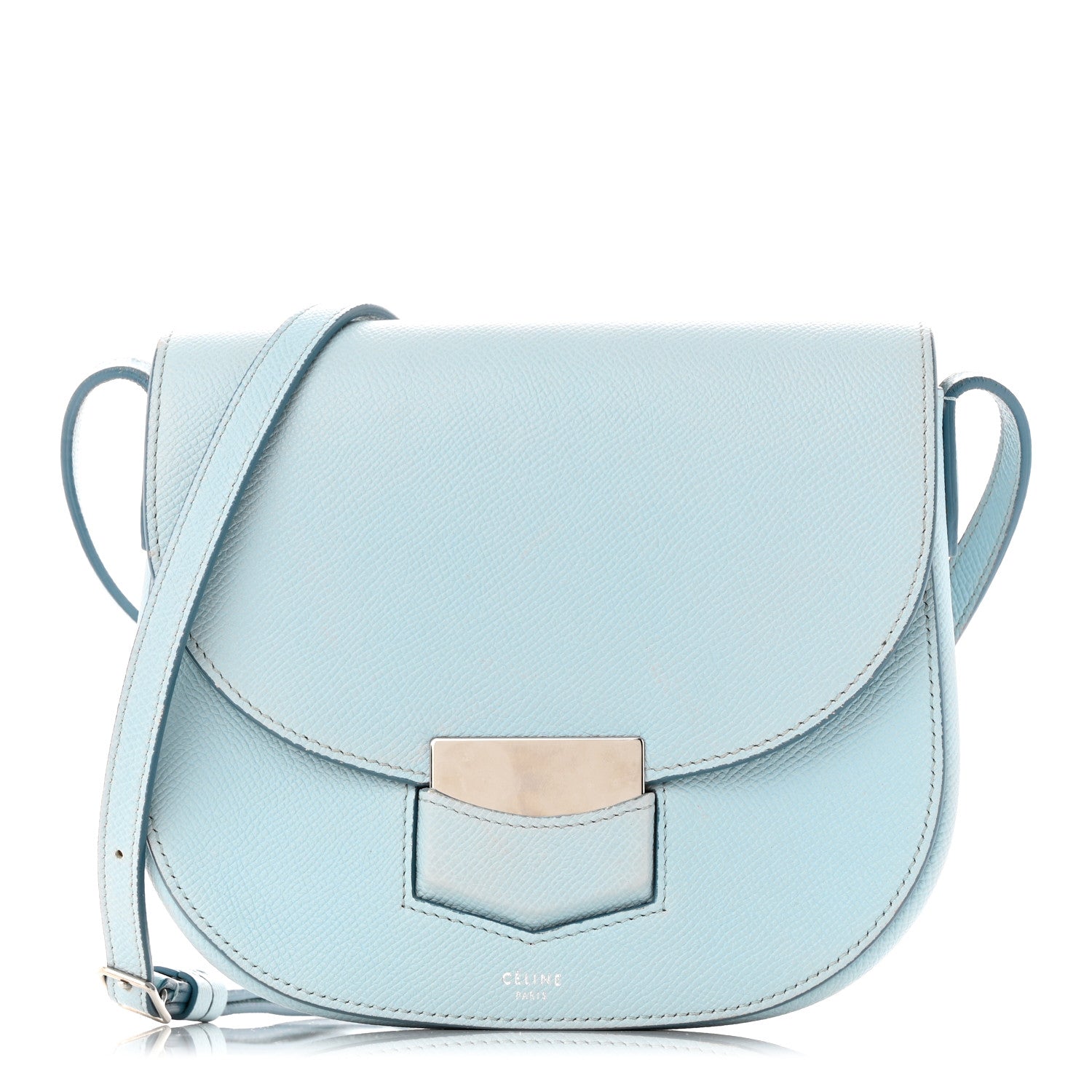 Celine Grained Calfskin Small Trotteur Pale Blue 1 of 11