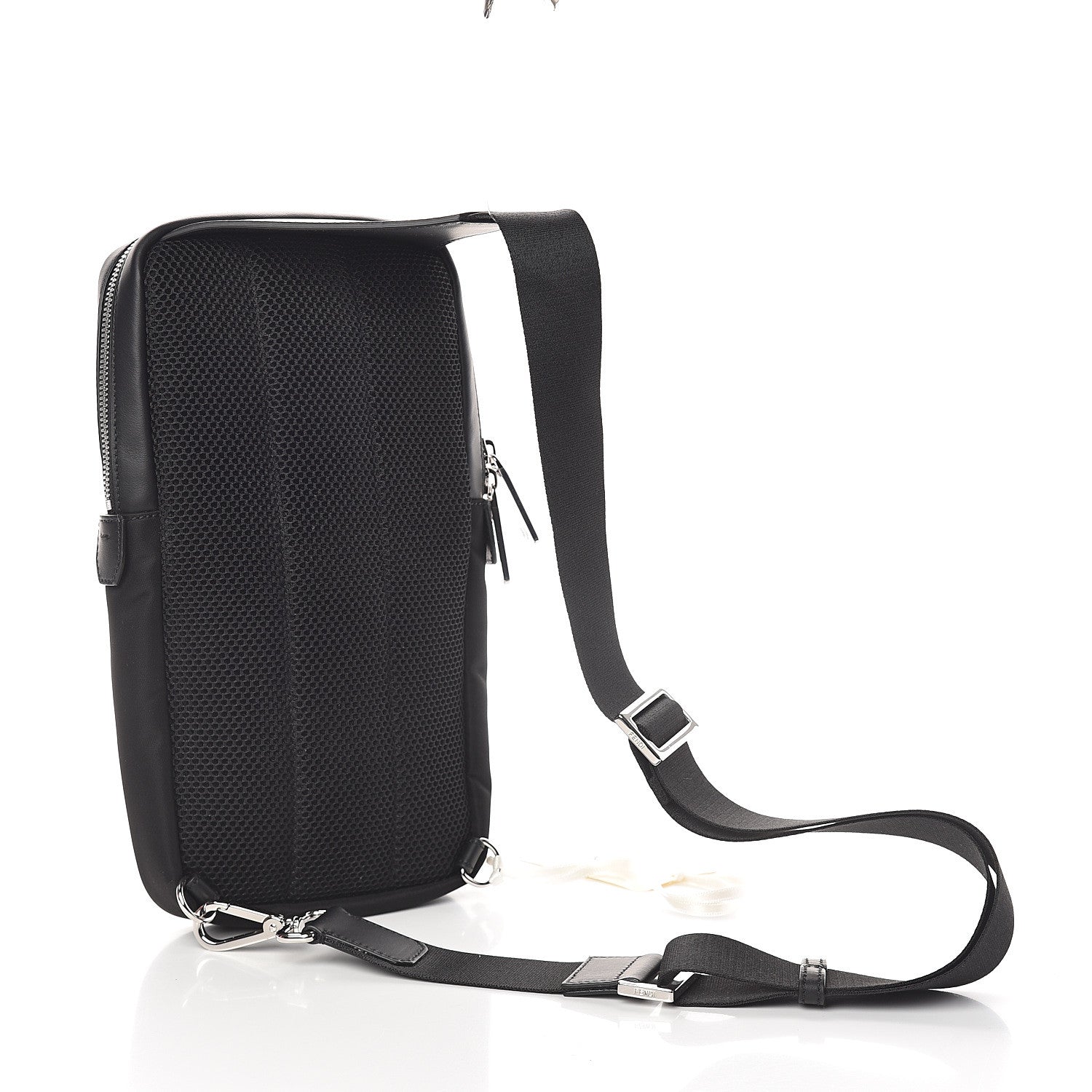 Fendi Nylon Vitello Grace Cruise Corner Bugs Sling Bag Black Sunflower 2 of 7